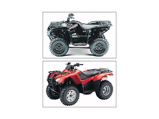 Yamaha Yfm700 fwa Grizzly, uno de los más ligeros de su clase. Admite 130 kilos de peso en sus parrillas.; Honda TRX420 TM Rancher, un socio indispensable para el trabajo o para la diversión.