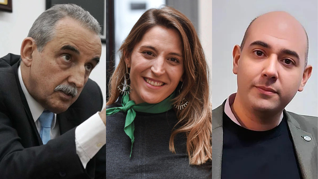 Guillermo Moreno, Manuela Castañeira y César Biondini.