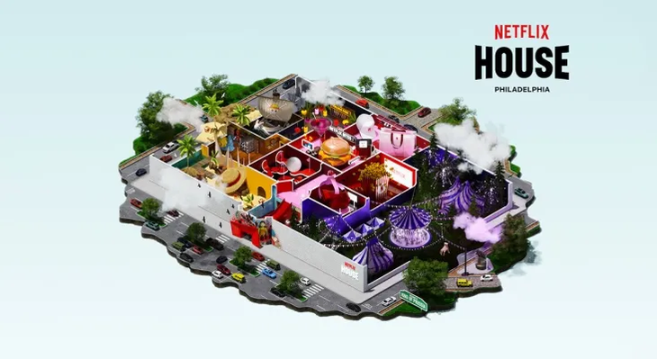 Esquema de distribución del Netflix House que abrirá en Filadelfia. Esquema de distribución del Netflix House que abrirá en Filadelfia.