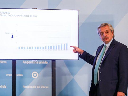 Alberto Fernández durante la conferencia de prensa en Olivos.