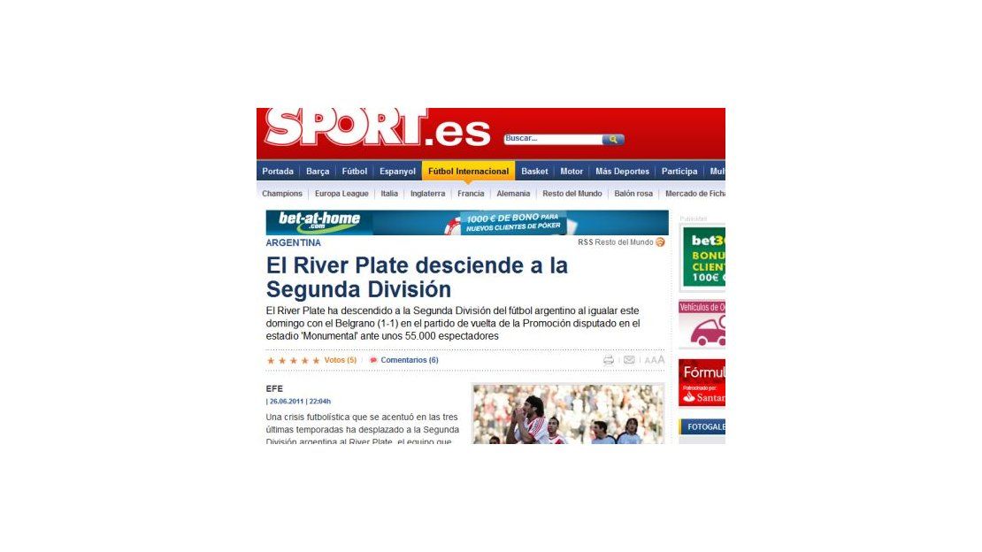 El Mundo Se Hizo Eco De La Caida De River