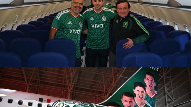 Mikel Arriola, Comisionado de la FMF, en la presentación del avión que trasladará a la Selección Mexicana durante el Mundial.