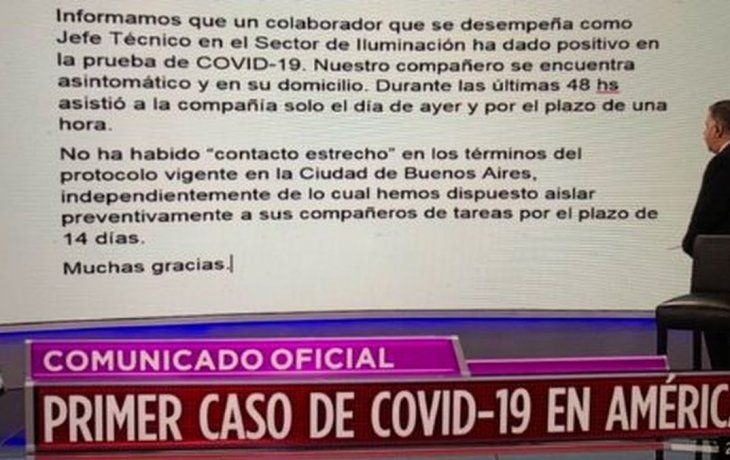 Confirman el primer caso de coronavirus en América TV