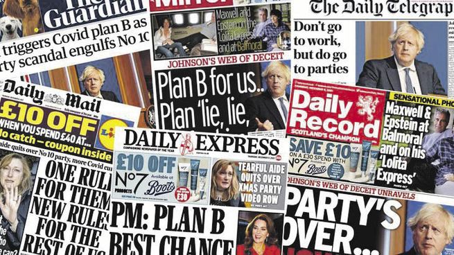 DAÑO. “No vayas al trabajo, pero andá a las fiestas”, se leyó en el titular del Daily Telegraph.