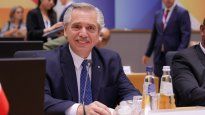 El presidente Alberto Fernández durante su alocución en la III Cumbre CELAC-Unión Europea.