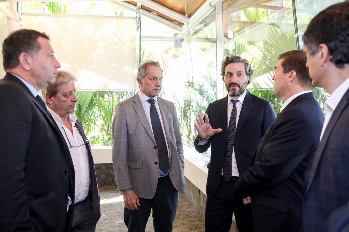 Abel Furlán, Daniel Scioli y Santiago Cafiero.