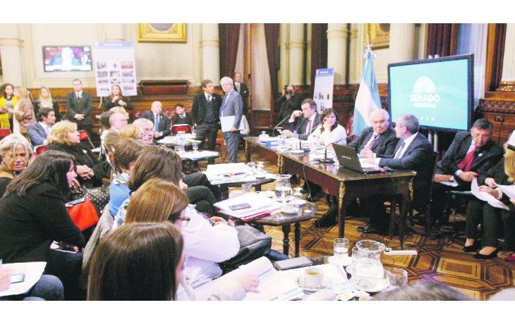 ámbito.com | Batalla. Senadores del oficialismo y oposición la semana pasada, durante la firma de dictámenes por el proyecto para frenar suba de tarifas.