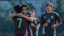 Festejo de los juveniles de uno de los tres goles del Tri Sub 20 ante Dinamarca. La Selección vuelve a jugar este sábado 7 de junio ante Japón en el torneo Maurice Revello.