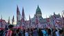 Opposition protesters gather in front of the National Congress. Opposition protesters gather in front of the National Congress.