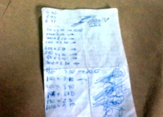El papel donde el arbolito registraba sus operaciones.