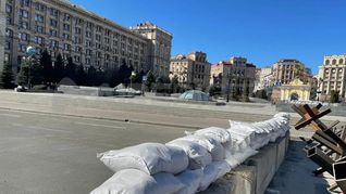 Una de las barricadas que se encuentran en la ciudad de Kiev.&nbsp;