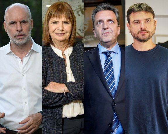 Los precandidatos presidenciales Horacio Rodríguez Larreta, Patricia Bullrich, Sergio Massa, Juan Grabois. 