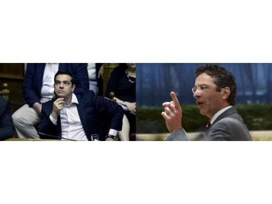 El primer ministro griego, Alexis Tsipras, y El presidente del Eurogrupo, el ministro holandés de Finanzas, Jeroen Dijsselbloem.