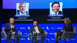 ﻿Alfredo Cornejo y Gustavo Sáenz participaron del AmCham Summit 2025.