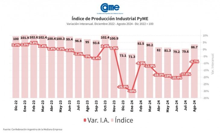 La actividad creci&oacute; en agosto pero para CAME no implica un cambio de tendencia