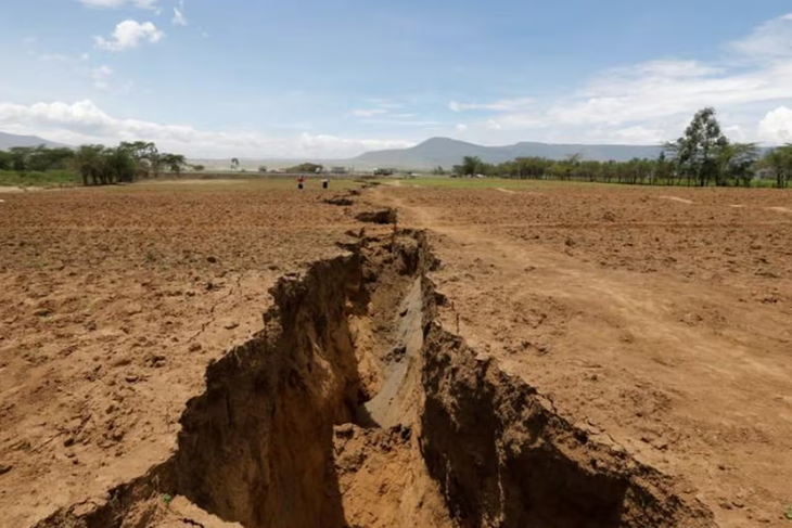 La tectónica de placas en el Valle del Rift, en África Oriental, separa el continente en dos masas continentales: el bloque de Nubia y el bloque de Somalia. La tectónica de placas en el Valle del Rift, en África Oriental, separa el continente en dos masas continentales: el bloque de Nubia y el bloque de Somalia.