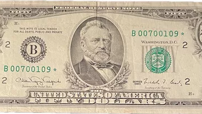 Billete de 50 dólares emitido a partir del año 1990, hasta 1997.