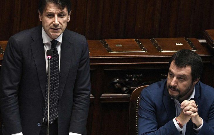 Conte (izq.) y Salvini, en junio de 2018.
