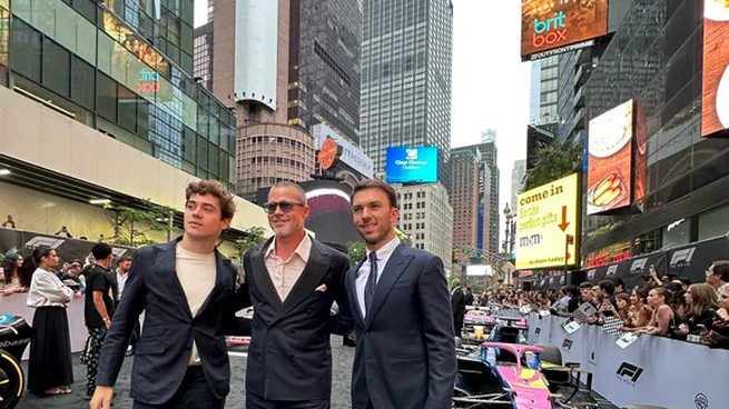 Colapinto, Pitt y Gasly, durante la promoción de F1: La película.