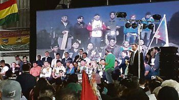 COLECTIVIDAD. Evo Morales anoche en La Matanza.