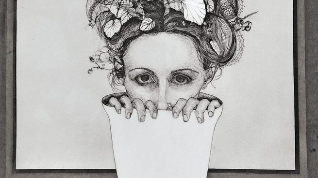 Norma Bessouet Autorretrato c/ maceta realizada en Londres (1972)