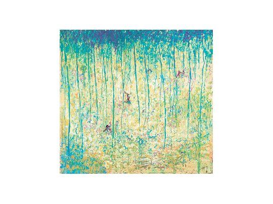 “Fête galante” (1988), acrílico sobre tela de Alfredo Prior, que integró la retrospectiva “Al imperio de las musas. Antología personal”.