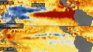 La comparación muestra las variaciones en la altura de la superficie del mar entre 2025 y 2026. El rojo y el naranja indican niveles superiores a lo normal, mientras que el azul señala niveles más bajos.