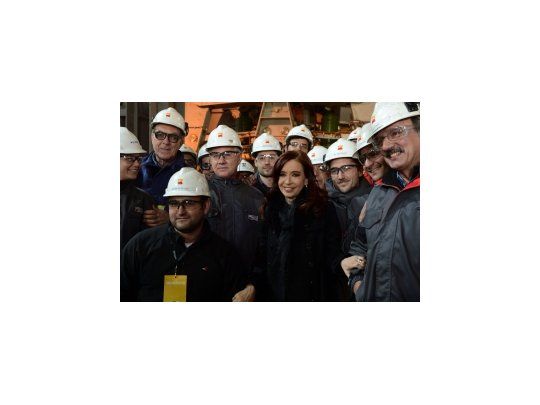 Cristina en a inauguración de la nueva estación de desgasificado al vacío en la planta de Ternium Siderar.