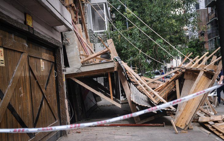 El derrumbe de la obra en la calle José Antonio Cabrera al 3300.