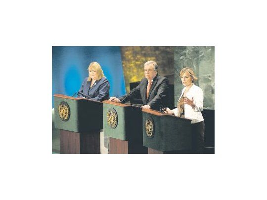 Competencia. Susana Malcorra, Antonio Guterres (Portugal) y Vesna Pusic (Croacia), candidatos a la secretaría general de Naciones Unidas, debatieron en público.
