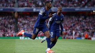 Dembelé le dio la ventaja al PSG frente al Arsenal en la Champions.