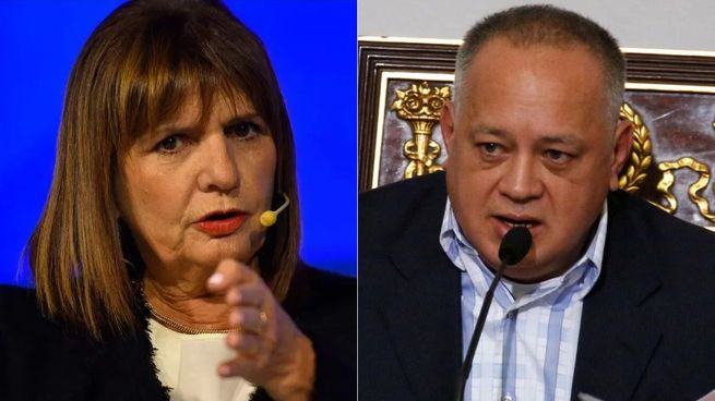 La ministra de Seguridad, Patricia Bullrich, y el ministro del Interior de Venezuela, Diosdado Cabello.&nbsp;