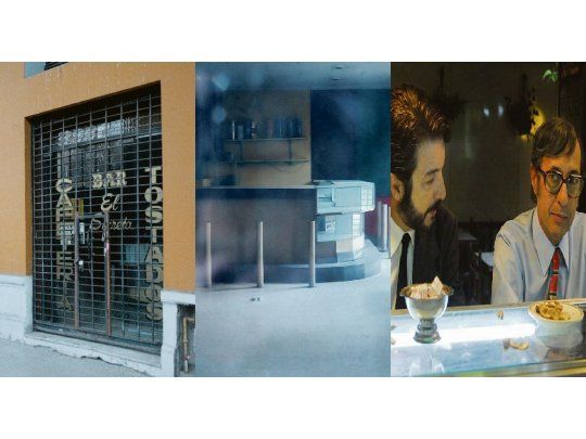 de película. Una de las escenas donde los personajes de Darín y Francella se encuentran en el bar (izquierda). El lugar, hoy cerrado y prácticamente vacío (centro y derecha).