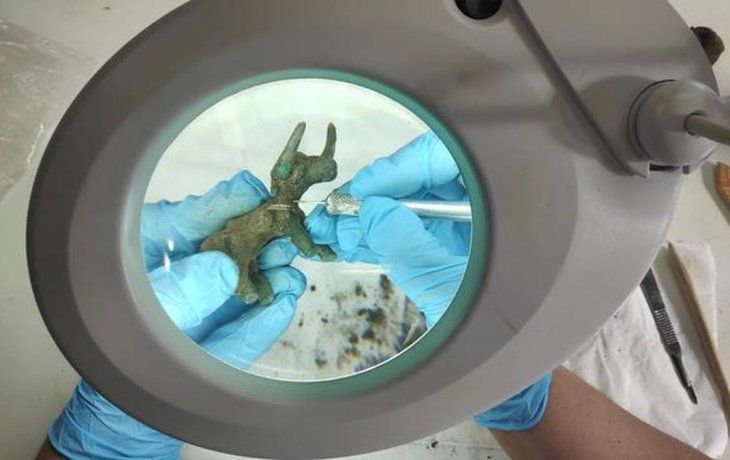 La pieza fue trasladada a un laboratorio para su conservación.