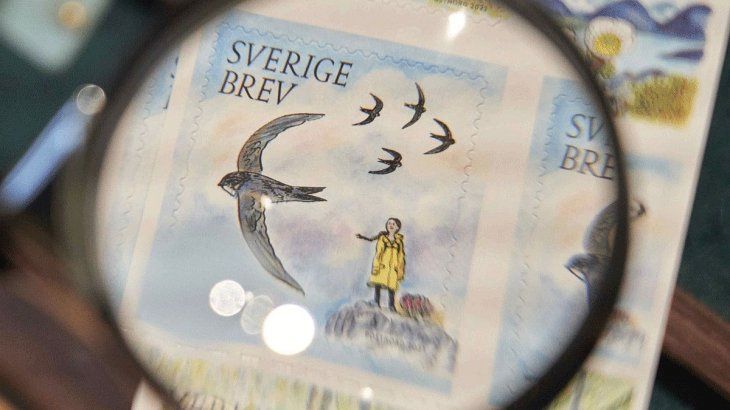 La joven ambientalista, retratada con su conocido impermeable amarillo.