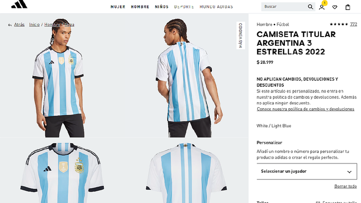 Primera Camiseta Argentina 3 Estrellas 2022 Nino