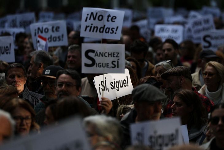 Marcha a favor de Pedro Sánchez en España.