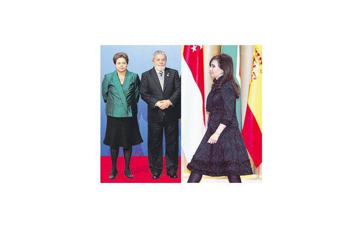 ámbito.com | El verde se coló sorpresivamente en el guardarropa de Dilma Rousseff, mientras que a Cristina de Kirchner el negro riguroso se le impuso por un tiempo.