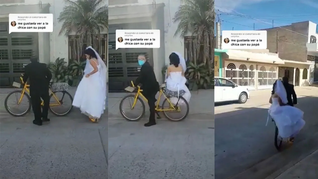 El padre que llevó a su hija en bici al casamiento.