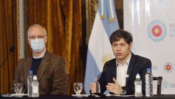 presentación. Axel Kicillof, al anunciar la Propuesta de Sustentabilidad del Sistema Sanatorial junto al ministro de la cartera de Salud, Daniel Gollán.