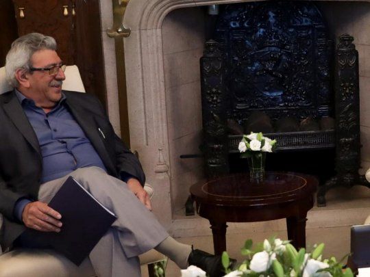Ramón Ayala (UATRE) junto a Mauricio Macri en la Casa Rosada.