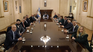 Milei encabezó la reunión de Gabinete, a su lado Pablo Quirno y Diego Santilli.&nbsp;