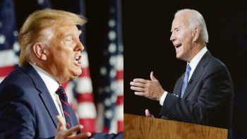 CONTRAPUNTO. Donald Trump y Joseph Biden. El republicano promete “ley y orden” contra las manifestaciones antirracistas, el demócrata lo acusa de fomentar la violencia.