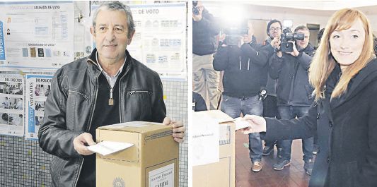 Julio Cobos, candidato a senador por UCR-Cambiemos, y su rival Anabel Fernández Sagasti, del FpV.