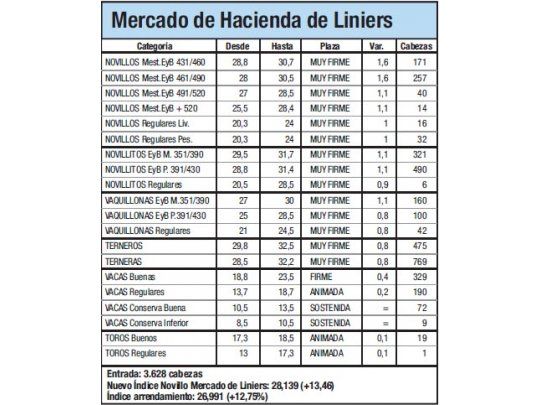 Índice Novillo subió un 13,5% en Liniers