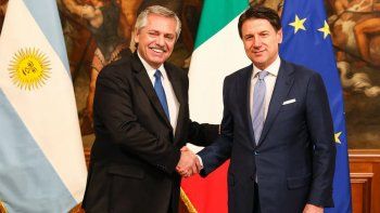 El presidente junto al premier italiano&nbsp;Giuseppe Conte.