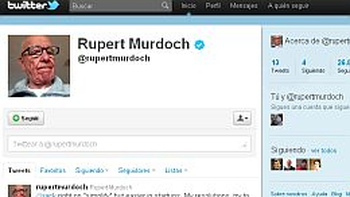 Murdoch debutó en el mundo de Twitter