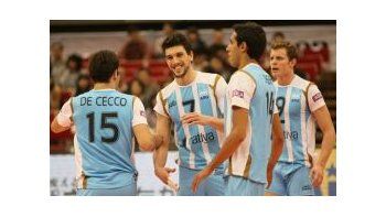 Gran debut. Festeja el equipo argentino su victoria ante Serbia, el campeón europeo.