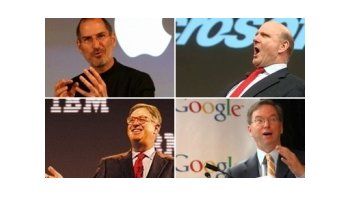 Steve Jobs, Ceo de Apple; Steve Ballmer, Ceo de Microsoft; Samuel J. Palmisano, Ceo de IMB y Eric Schmidt, Ceo de Google.
