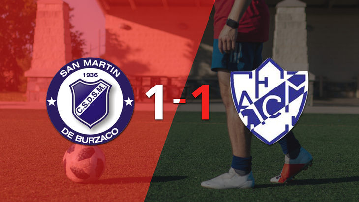 Un autogol de Ignacio Palacio empató 1-1 el duelo entre San Martín Burzaco y Midland